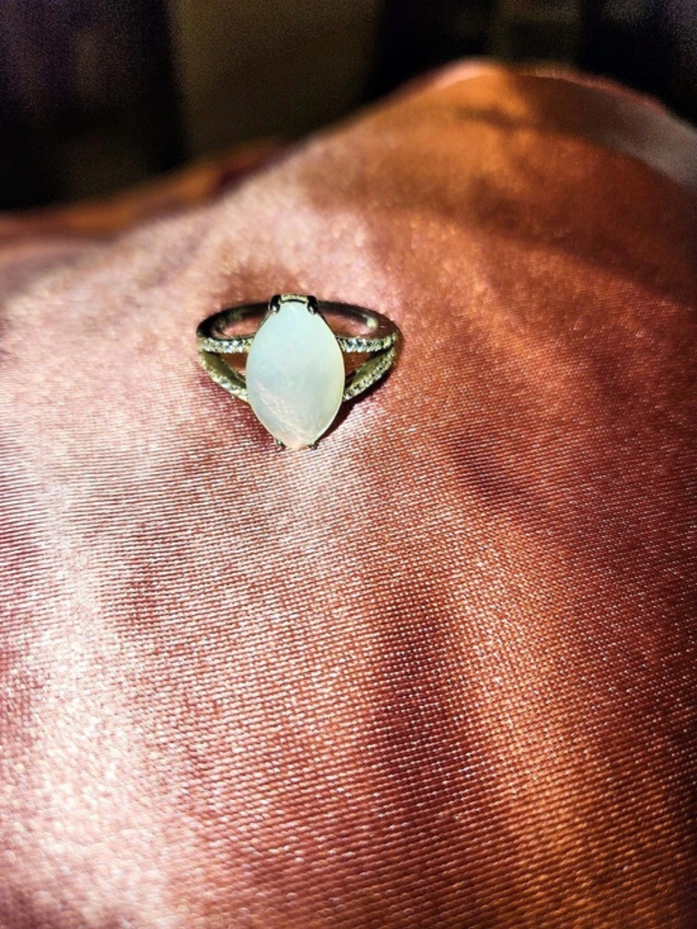 925 Sterling Silver White Opal Ring